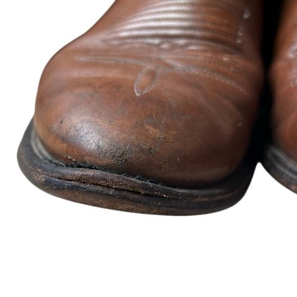 Vintage Brown Leather Western Cowboy Boots Stitch Snip Toe Men\'s Size 10 main image 10